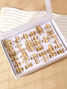 6/8/10/12/16pcs Fashion Design Cut Flowers Stainless Steel Ladies Ring Set Suitable For Ladies Daily Matching Use Holiday Jewelry Dating Engagement Wedding Gift Jewelry Size Random Style Random Valentines,Mom,Mother,Mother's Day,Gift