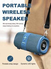 T&G Altavoz portátil inalámbrico compatible con mensajería transversal al aire libre TG667, altavoz pequeño y lindo reproductor de música, compatible con USB/tarjetF/radio FM, conecta teléfono móvil/tableta/TV, conexión dentro de 10 metros - Azul - Ver 2