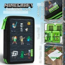 Minecraft Pencil Case Large Pencil Case 2 Compartment Filled With Supplies - Multicolor - View 4