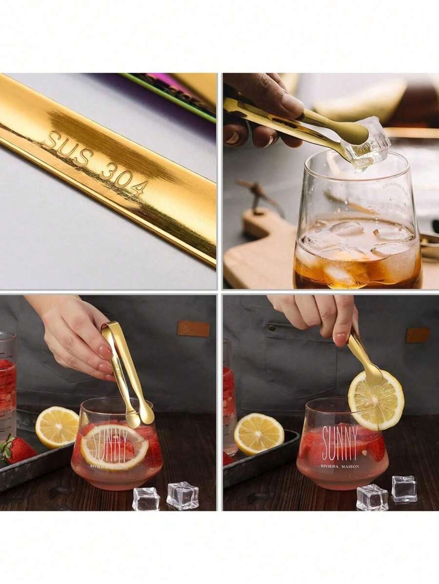 Ice Tongs Kit Multifunctional For Bar Cold Drinks Snacks - 金色 - 查看 1