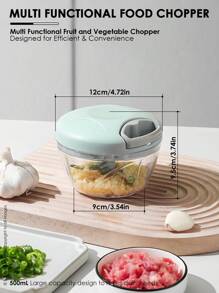 多功能食物切碎机，便携式手拉绳蒜蓉切碎机洋葱切碎机，蔬菜切碎机，多功能蒜泥机，手动食物切碎机，蔬菜切碎机，蒜泥机，肉捣碎机，厨房小工具