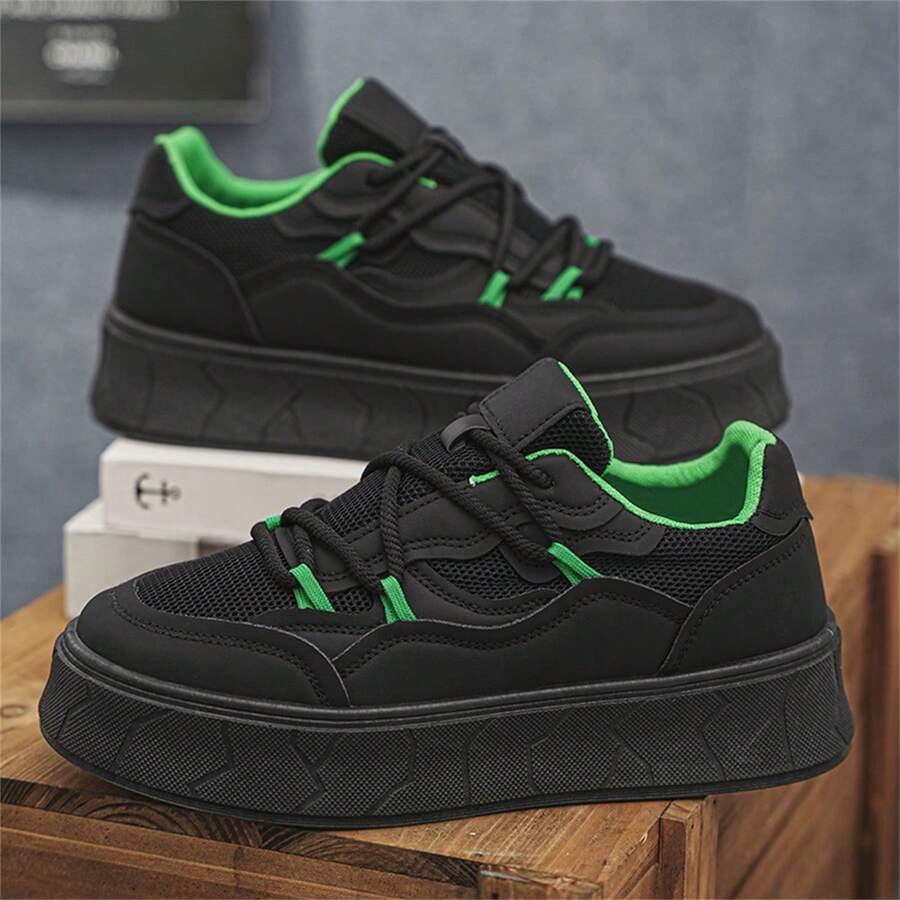 Men's New Breathable Casual Running Shoes Lightweight Mesh Sneakers, Spring Summer - Black - View 1