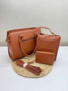KIT Of Women's Crossbody Shoulder And Handbags Including A Mini Wallet And Adjustable And Detachable Straps - Lạc đà - Xem 3