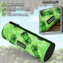 Minecraft Gamer School Pencil Case Round Video Games Design Compact - Verde - Ver 4