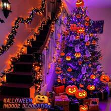 JMEXSUSS Halloween Decoration Lights, 200 LED Orange Purple Halloween Lights Clear Wire, 11 Modes Connectable Halloween String Lights Indoor Outdoor Plug In For Halloween Tree Decorations - 紫色到橙色 - 查看 4
