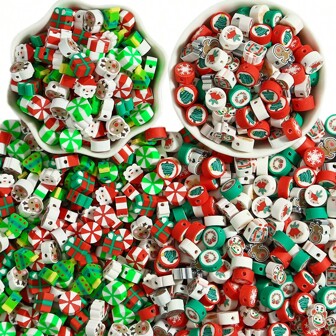 50/100pcs Christmas Clay Beads Christmas Tree Elk Santa Polymer Spacer Beads For Jewelry Making DIY Pendant Bracelet