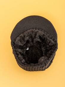 JZML 1pc Men Letter Decor Plush Lined Hat