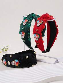 1 件万圣节小丑水钻花女士派对装饰道具 DIY 配饰头饰发饰女士圣诞帽皇冠 - 彩色 - 查看 3