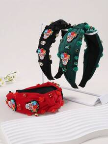 1 件万圣节小丑水钻花女士派对装饰道具 DIY 配饰头饰发饰女士圣诞帽皇冠 - 彩色 - 查看 4