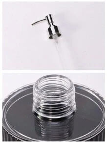 1pc/2pcs Luxury Pump Bottle For Hand Soap, Shower Gel Refillable Acrylic Dispenser With Striped Design For Bathroom & Kitchen Decor Home Bathroom Decor Fall Decor Back To School - Black - View 12