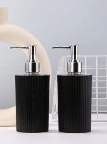 1pc/2pcs Luxury Pump Bottle For Hand Soap, Shower Gel Refillable Acrylic Dispenser With Striped Design For Bathroom & Kitchen Decor Home Bathroom Decor Fall Decor Back To School - Black - View 10
