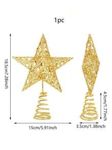 1pc Star Christmas Tree Toppers Decor, Glitter Star Tree Topper For Festive Xmas Tree Decorations, Holiday Party Indoor Decor,Christmas
