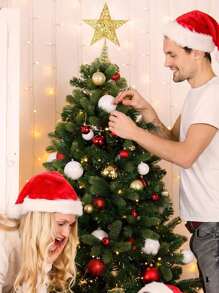 1pc Star Christmas Tree Toppers Decor, Glitter Star Tree Topper For Festive Xmas Tree Decorations, Holiday Party Indoor Decor,Christmas