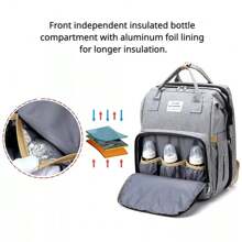 Baby Changing Bag Diaper Bag Large Nappy Backpack With Portable Changing Mat UK - Grey - View 5