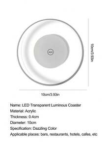 1 个纽扣电池供电，防水 LED 发光杯垫，酒吧派对装饰道具，7 色亚克力发光杯垫，酒吧 KTV 闪光防水底座灯 - 彩色光 - 查看 3