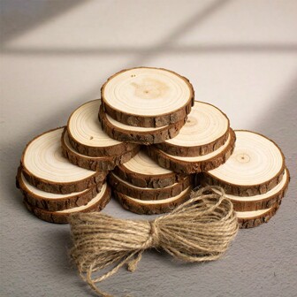 15 stuks 2,0-2,4 inch natuurlijke onafgewerkte houten plakjes, gladde en eenvoudige houten stukken voor knutselen, kunst, bruiloftsdecoratie, Kerstmis, woondecoratie, doe-het-zelfprojecten