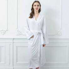 1pc Soft Bath Robe, Unisex Adult House Bathrobe For Spa, Hotel, Salon, Absorbent & Quick Dry, Relaxed Fit, Multiple Colors, Simple Design, Bathroom & Home Essentials - Multicolor - View 12