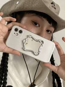 Y2K 1 件可爱卡通装饰镜面手机壳适用于 iPhone 15 14 13 12 11 Pro Max Plus X XS XR 镜头保护硅胶电镀盖 - 銀色 - 查看 6