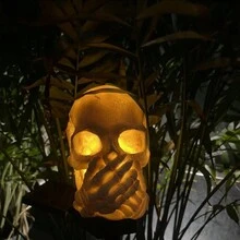 1 件恐怖骷髅头灯 - 遮住眼睛/嘴巴/耳朵，万圣节装饰道具，适用于酒吧、派对、鬼屋、户外花园照明，适用于小路、庭院、露台 - 三個骷髏頭 - 查看 2