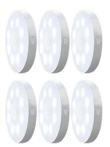 1pieza/3 piezas/6 piezas Luces con sensor de movimiento, luces LED recargables magnéticas para pegar en la pared, luz nocturna con carga USB para escaleras, pasillos, armarios, cocina, debajo de los gabinetes (250mAh)
