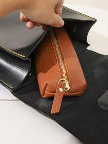 1pc Customized Minimalist Portable Pencil Case & Glasses Bag - Multicolor - View 4