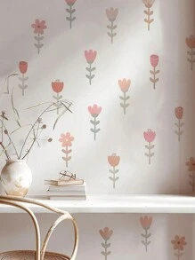 1pc Vintage Meadow Flowers Wall Stickers Pastorale Flower Wallpaper Self-Adhesive Home DIY Living Room Bedroom Decals Nordic Stickers, Stickers, Wall Decal, Vinyl Decal For Home Decorations, Spring Decoration Items Refresh Your Home, Festival Decoration Stickers Gifts Birthday Graduation