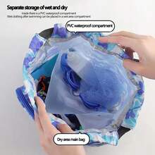 游泳包，干湿分离防水背包，游泳储物袋，适用于游泳者的女性和男性抽绳沙滩背包防水防沙抽绳健身游泳包团队舞蹈瑜伽包干湿分离游泳包带鞋隔层游泳包干湿分离带鞋隔层防水背包游泳储物袋沙滩束身衣洗漱包 - 彩色 - 查看 5