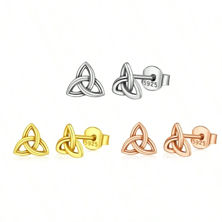 Hoa tai đinh tán hình cỏ ba lá rỗng nhiều màu thời trang bằng bạc Sterling 925 thanh lịch, không gây dị ứng dành cho phụ nữ - cỏ ba lá - Xem 9
