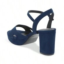 sandalia media plataforma azul marino con hebilla ajustable - Azul Marino - Ver 4