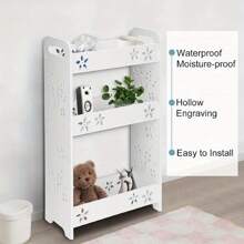 Bathroom Storage 3 Tier Narrow Storage Unit Carved Floating Shower Storage Rack Wall Mount 60x35 X13.5cm Storage Rack Free-Standing Shelves For Bathroom Living Room - White - View 4