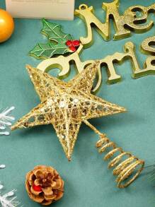 1pc Star Christmas Tree Toppers Decor, Glitter Star Tree Topper For Festive Xmas Tree Decorations, Holiday Party Indoor Decor,Christmas