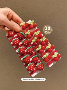 20pcs Red Children Hair Ties, Cute & No Damage Elastic Hair Bands - Multicolor - View 5