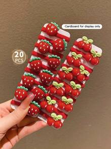 20pcs Red Children Hair Ties, Cute & No Damage Elastic Hair Bands - Multicolor - View 3