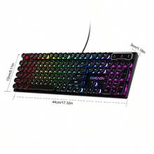 Teclado de juego con estilo de máquina de escribir EWEADN, 104 teclas con teclas redondas retro punk con iluminación LED retroiluminada con cable USB, para juegos y oficina, para computadoras portátiles y PC con Windows, periférico negro - Negro - Ver 8