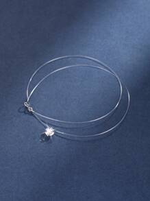 1PC 925 Sterling Silver Luxurious Transparent Invisible Chain Necklace Women Short Necklace Pendant With Shiny Diamond For Wear On Various Occasions Such As Wedding Bridesmaid Dress And Bridal Wear Accessories