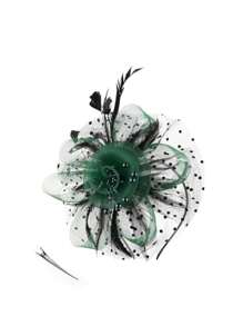 D EXCEED 1/4 件迷人帽子，带花朵网眼丝带羽毛，头带和夹子，适合女士茶会头饰，适合鸡尾酒教堂婚礼派对肯塔基赛马会