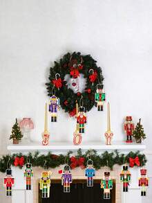 12 件圣诞纸质挂饰，胡桃夹子图案挂卡，用于圣诞树装饰、庭院装饰、花园装饰、新年派对家居装饰、冬季节日用品、圣诞快乐礼物、万圣节、万圣节装饰 - 胡桃鉗 - 查看 2