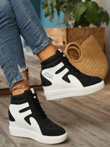 2024 Nouveau style automne/hiver Baskets montantes à lacets avec plateforme de 8 cm, légères, confortables, à la mode, polyvalentes, tout usage, emblème du style de rue