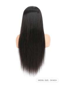 13X4 蕾丝前直发人发假发 女士预拔雷米无胶巴西高清透明蕾丝前发假发 180% 密度长发人发蕾丝假发 自然黑色 - Natural Black - 查看 5