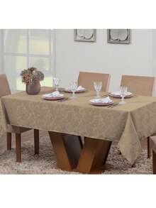 Kit Of 3 Luxury Rectangular Jacquard Dining Room Tablecloths For 8 Seats - 米色,白色,棕色 - 查看 3