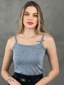 Basic Tank Top Mesh Tank Top Thin Strap Tank Top With Straps - Màu Xám nhạt - Xem 2