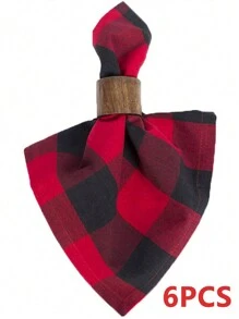 2/6/12 件装格子方形桌布适用于圣诞派对宴会餐桌装饰