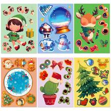 Christmas Decoration 6pcs/Set DIY Christmas Reindeer & Snowflake Crystal Ball Puzzle Stickers, Cartoon Decor Combo For Holiday Party, Interactive Games, Birthday Gifts - Multicolor - View 13