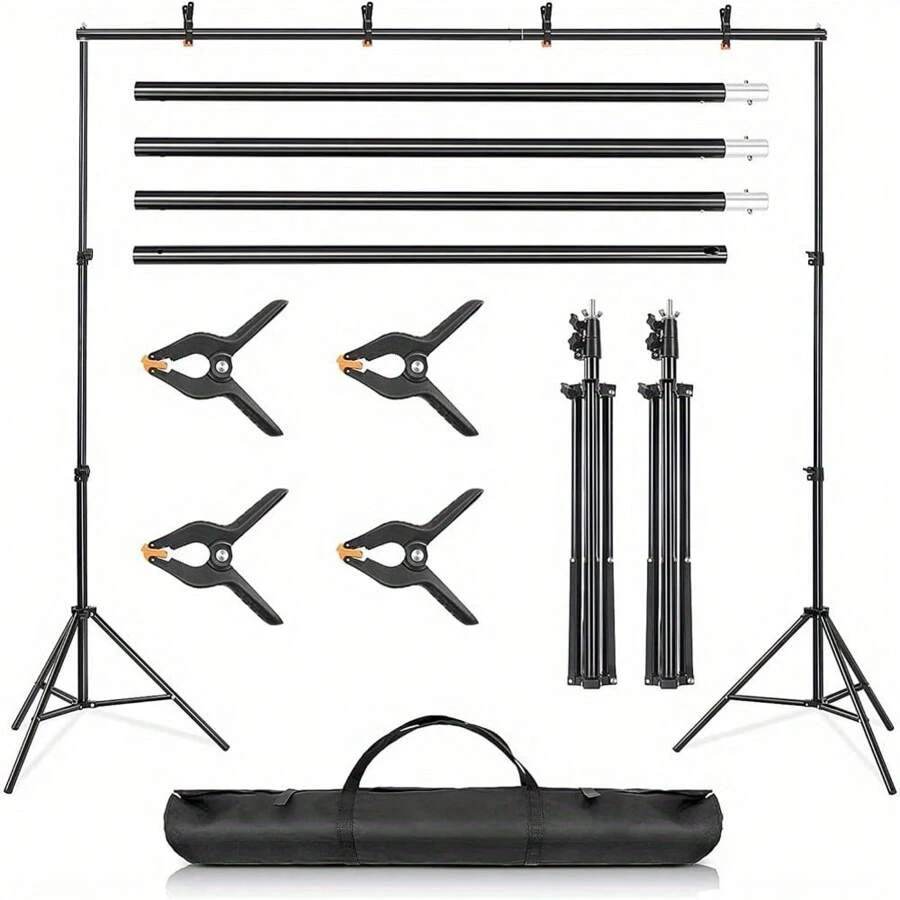 Backdrop Stand Kit 3 * 3m(9.8 * 9.8ft) Adjustable Photo Backdrop Stand Photo Video Studio Background Support System With Carrying Bag And 4 Clamps - Variant1 - View 1