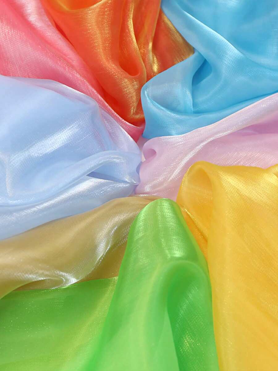 1 件透明欧根纱面料，发光薄纱面料，适用于 DIY 裙子、围巾、花卉包装、新娘时尚工艺品装饰 - 彩色 - 查看 1