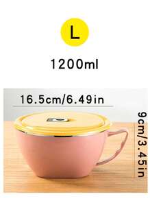 1pc Stainless Steel Insulated Noodle Bowl, Heatproof - Multicolor - View 20