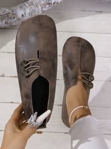 New Arrival Autumn Women Flat Shoes, Vintage Soft Bottom Low Heel Shoes, Comfortable Flat Ladies Casual Shoes