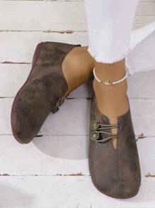 New Arrival Autumn Women Flat Shoes, Vintage Soft Bottom Low Heel Shoes, Comfortable Flat Ladies Casual Shoes