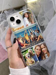 1 Stück personalisierter 5-Foto Paar, Familie, Haustier Reise Urlaub stoßfester transparenter Handyhülle kompatibel mit iPhone 11 Pro/13 Pro/15 Pro Max, klar, modisch, stilvoll, farbig, niedlich, schlicht, passend, Kawaii-Stil, personalisiert, einzigartig, Geschenk für Freunde zum Muttertag, Handyhülle, 16 kompatibel mit iPhone, internationale Version, nicht die inländische Version - Transparent - Übersicht 3