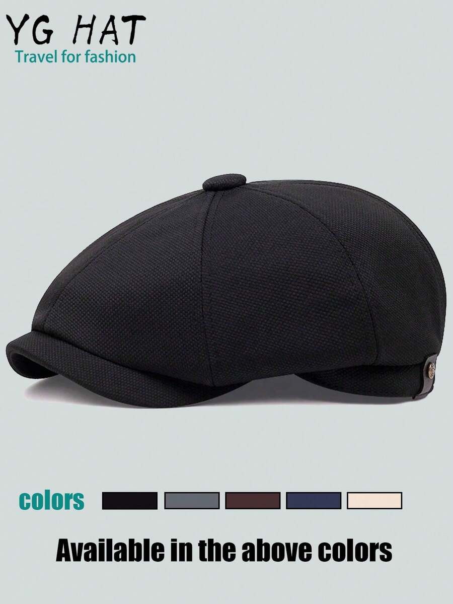 1pc Men's Newsboy Cap, European And American Style Octagonal Hat